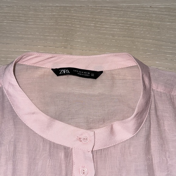 Zara Blouse Size Small, Pink, Long Sleeves With Ruffles - Picture 2 of 2